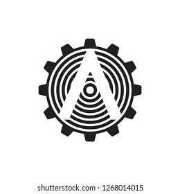 letter a arrow cog machine logo vector