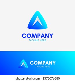 Letter A Arrow Geometric Logo with gradient blue vibrant colors