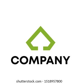 Letter A with arrow up green color vector sign