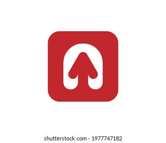 letter a arrow head negative space on rounded square	