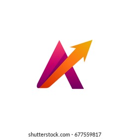 Letter A With Arrow Initial Logo Template