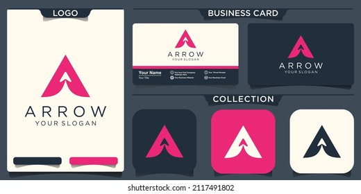 letter A with arrow inside Flat Vector Logo Design Template