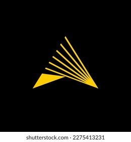 Letra un logotipo de flecha y triángulo de luz