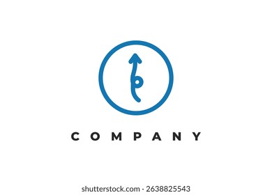 letter i arrow line inside circle minimal logo