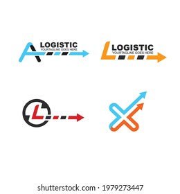 letter arrow logistic delivery icon set vector illustration design template web