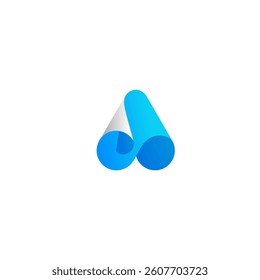 letter arrow A logo, blue 3d modern minimalist