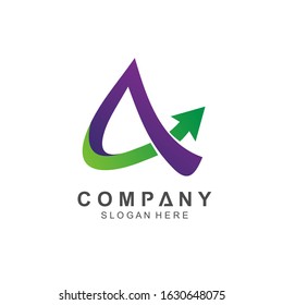 Letter a with arrow logo design