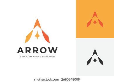 Letter A mit Pfeil-Logo-Design mit Stern-Symbol für Startup, Unternehmenswachstum, Technologieunternehmen, Innovationsprojekt und Logos für Geschäftsreisen