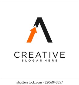 Una carta con una plantilla de diseño de logotipo de flecha