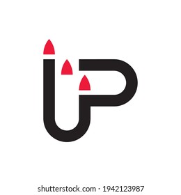 Letra UP con vector de diseño de logotipo de flecha arriba