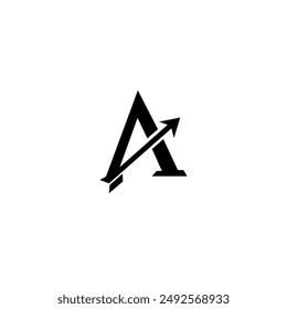 letter A arrow logo in flat vector design style