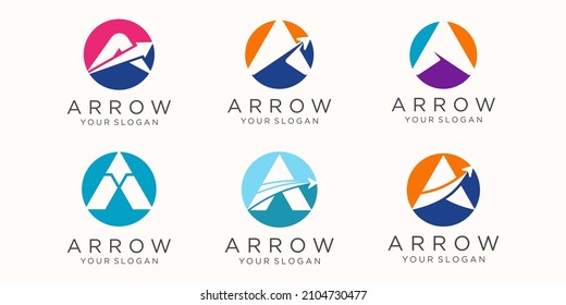 letter A with arrow logo icon set.