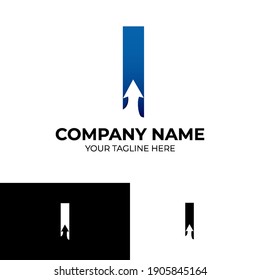 Letter I Arrow Logo Vorlage Design Mit Farbverlauf-Blau. Vektorgrafik
