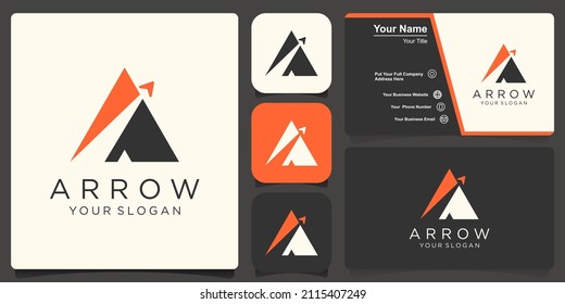Una carta con el diseño de una plantilla de logotipo de flecha