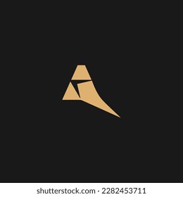 Un diseño de ilustración de icono vectorial de una carta con el logotipo de flecha. Logo de flecha moderna de estilo elegante con fondo negro.
