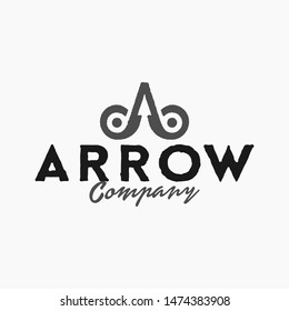 Letter A with Arrow or Pencil or Button Logo Design Vector