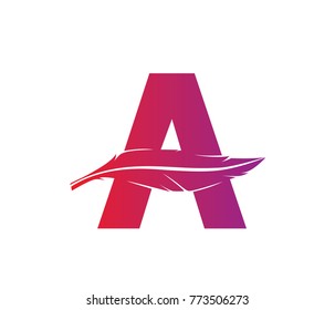 letter a art feather vector logo design