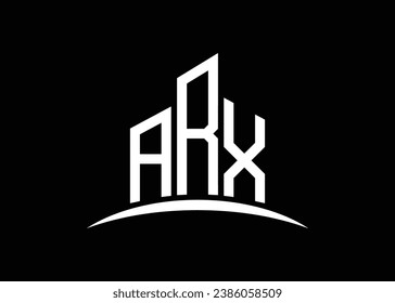 Letter ARX building vector monogram logo design template. Building Shape ARX logo.
