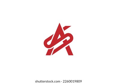letter AS, SA with monogram logo design red color