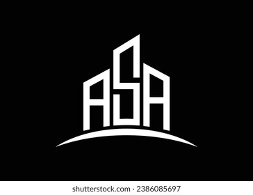 Letra planilla de diseño del logotipo del vector de construcción ASA. Logo de Building Shape ASA.