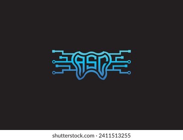 Letter ASC Modern Technology Vector Monogram Dental care shape Logo