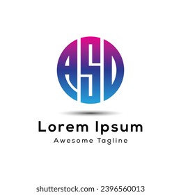 letter asd round shape logo design