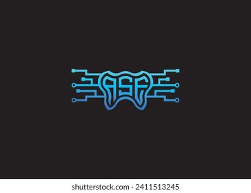 Letter ASE Modern Technology Vector Monogram Dental care shape Logo.