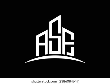 Letter ASF building vector monogram logo design template. Building Shape ASF logo.