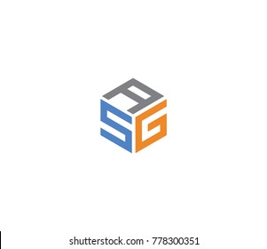 Plantilla de logotipo ASG carta. logotipo hexagonal