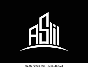 Letter ASI building vector monogram logo design template. Building Shape ASI logo.