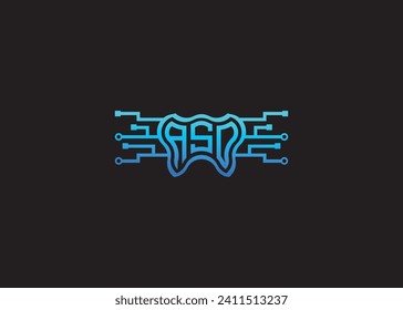 Letter ASO Modern Technology Vector Monogram Dental care shape Logo.