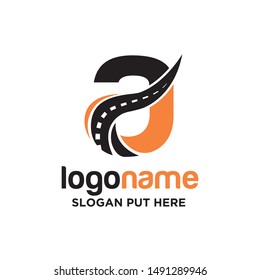 A Letter asphalt logo design template for transport business