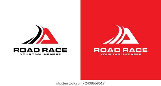 letter A and asphalt road logo design, racing logo, for automotive, racing, sports