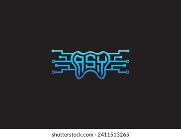 Letter ASY Modern Technology Vector Monogram Dental care shape Logo