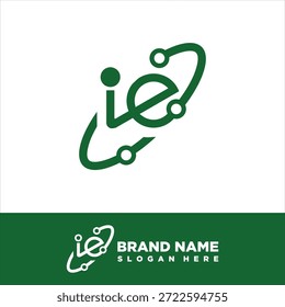 Modelo de vetor de design de logotipo de conceito Letter ie atom