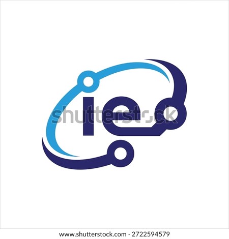 Letter ie atom concept logo design vector template