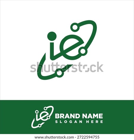Letter ie atom concept logo design vector template