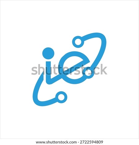 Letter ie atom concept logo design vector template