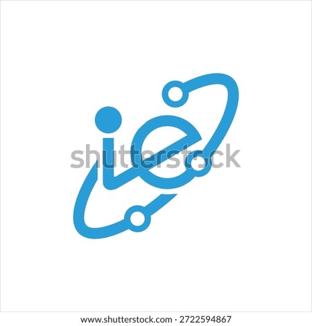 Letter ie atom concept logo design vector template
