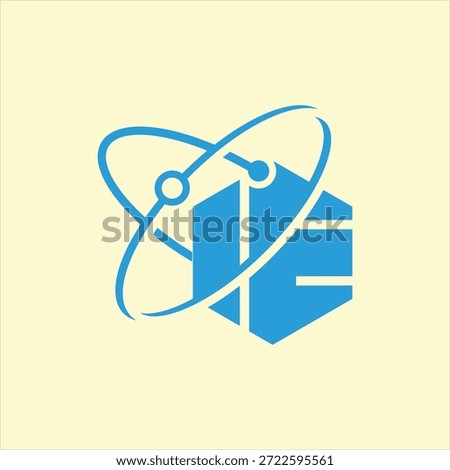 Letter ie atom concept logo design vector template
