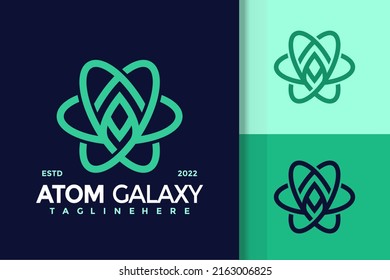 Letter A Atom Galaxy Logo Design Vector Template