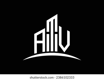 Letter ATV building vector monogram logo design template. Building Shape ATV logo.