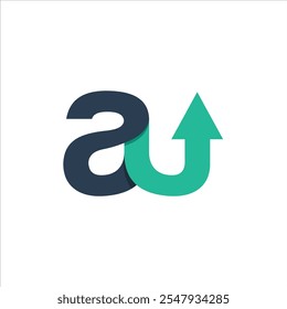 letter au arrow design logo vector