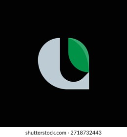 Letter AU or EU Leaf Monogram with black background.