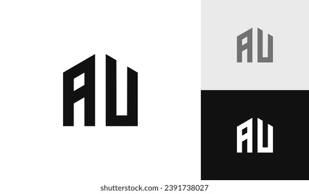 Letter AU with house shape logo design