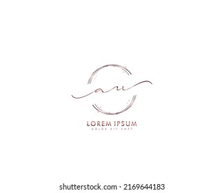 Letter AU Initial handwriting logo with signature and hand drawn style.