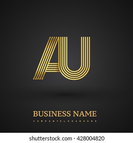 Letter AU linked logo design. Elegant golden colored symbol for your business or company identity.