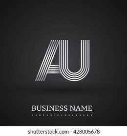 Letter AU linked logo design. Elegant silver colored symbol for your business or company identity.