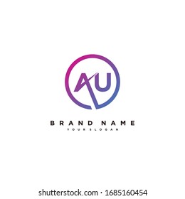 letter AU logo design vector template