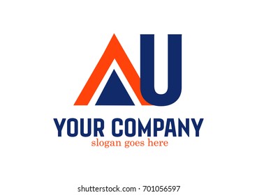Letter AU Logo Design Vector